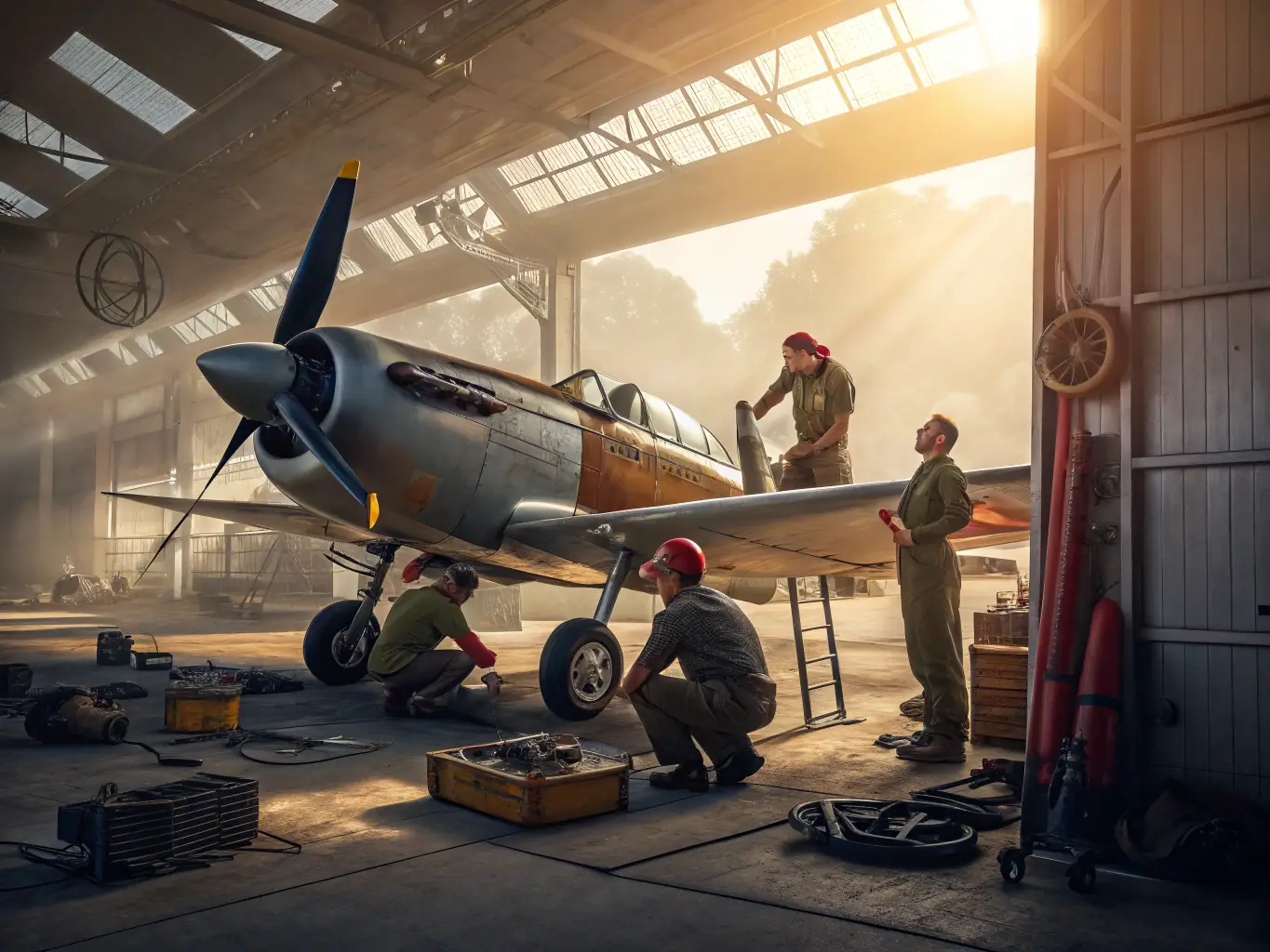 A group of volunteers working together on the deck of a historic sailing vessel, carefully restoring the wooden planks and rigging under the guidance of experienced craftsmen.