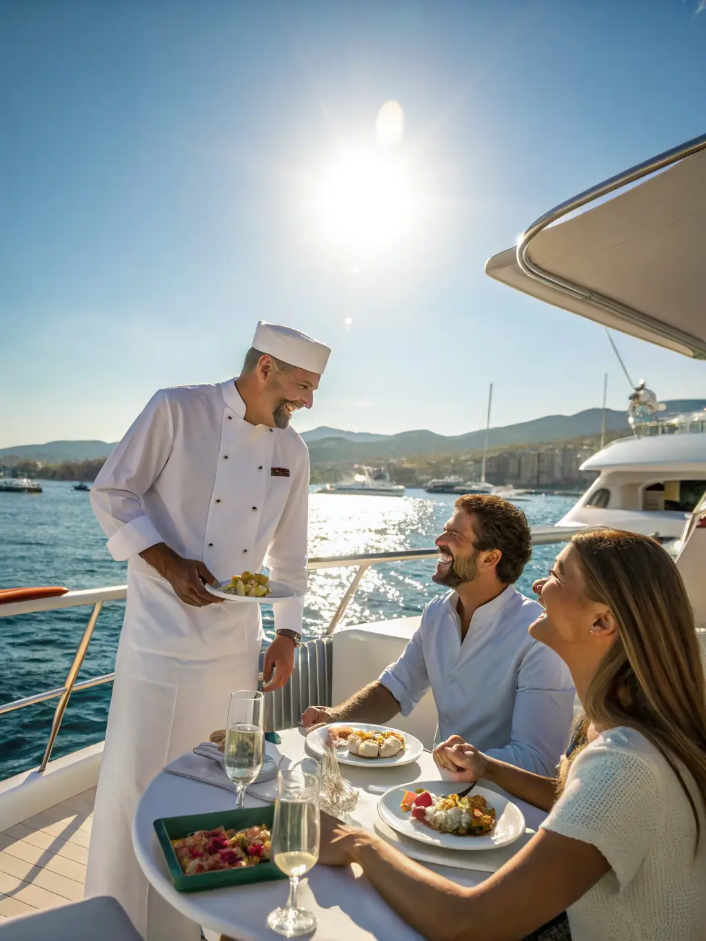 A diverse group of people enjoying a sailing trip on a restored historic vessel, with smiles and laughter evident. The scene promotes inclusivity and community engagement.